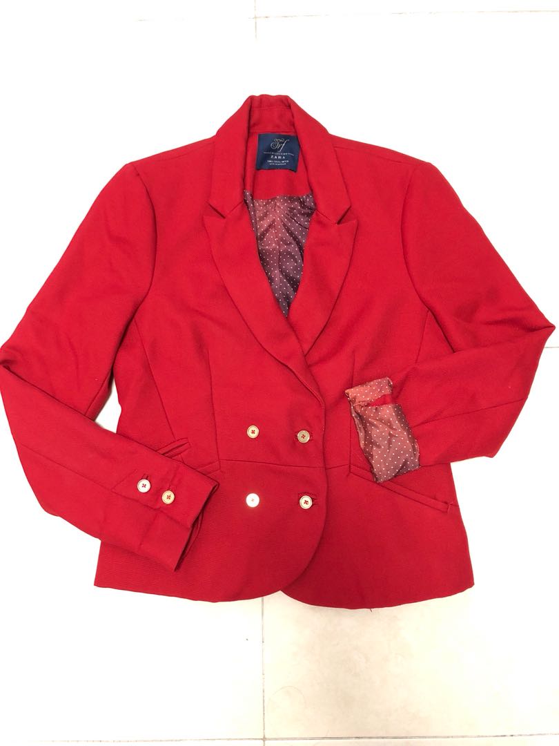 ZARA Red Blazer, Women's Fashion, Clothes, Tops on Carousell