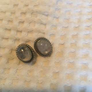 Stirling silver moonstone vintage earrings