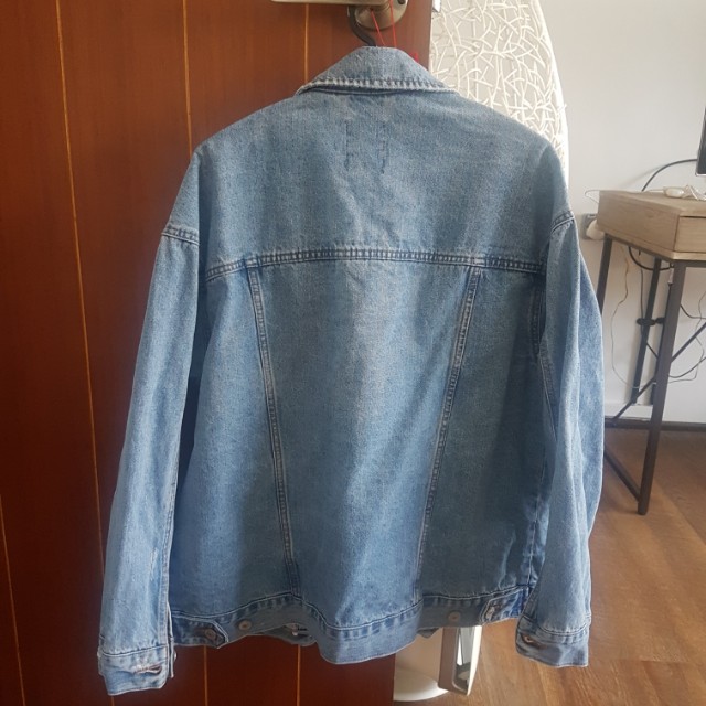 Bershka oversized denim jacket in medium blue clearance