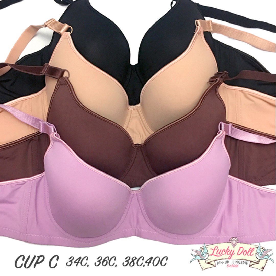 C Cup Underwire Satin Lined T Shirt Bra in 34C 36C 38C and 40C, Women's  Fashion, Tops, Sleeveless on Carousell