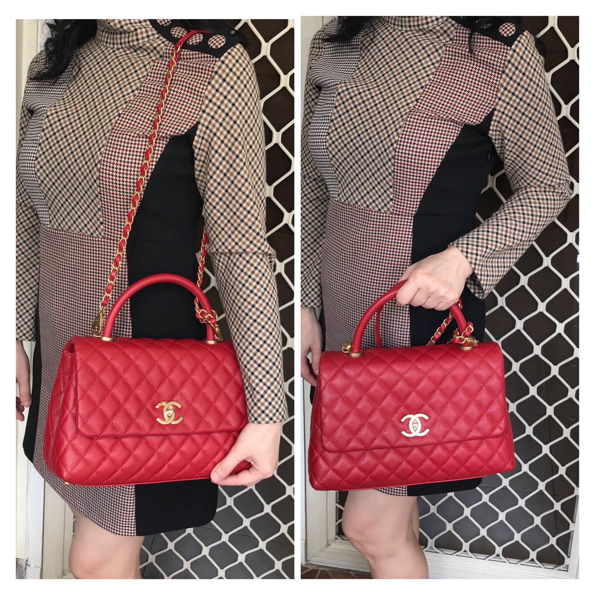 CHANEL COCO HANDLE SZ 28 cm RED CAVIAR GHW #24, Luxury, Bags