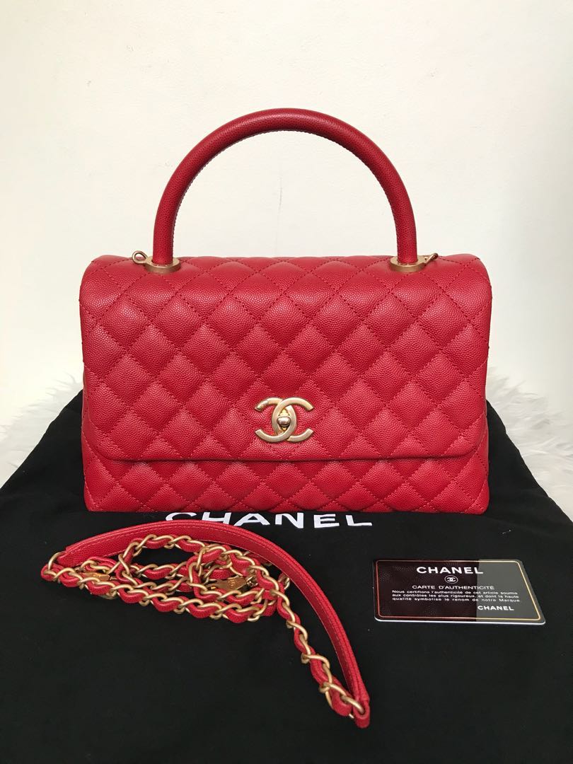 CHANEL COCO HANDLE SZ 28 cm RED CAVIAR GHW #24, Luxury, Bags & Wallets on  Carousell