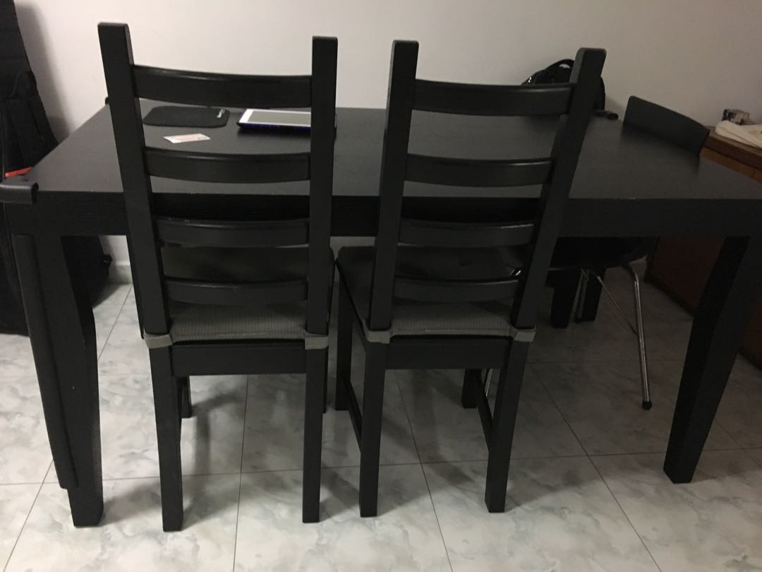 Dining set (Category: Tables & Sets) located in Singapore. Submitted by jcpenny1021 (Listing ID 155651244, Image 2). Description: Includes 1 table, 2 chairs and 1 bench. Prefer a fuzz free deal. Used for 2 years. Moving out sale.