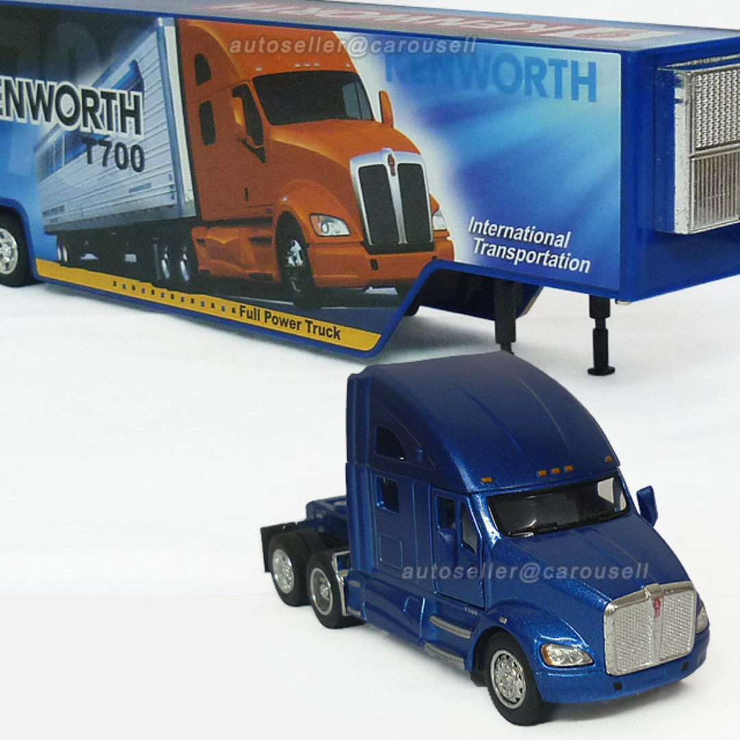 Kenworth T700 1/68 transport Truck with Container - blue, Hobbies