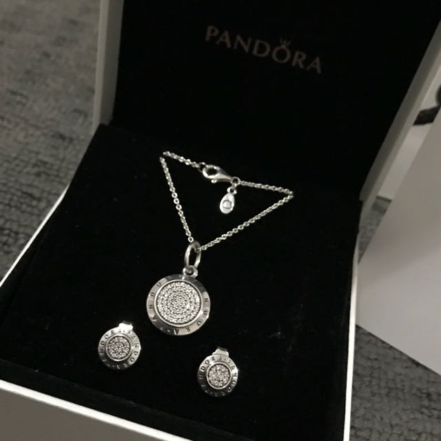 Pandora Signature Necklace And Earrings Women S Fashion Jewelry On