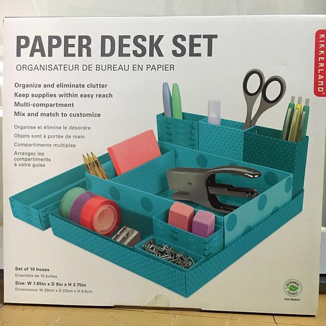 Paper Desk Set Stationery Organiser, Hobbies & Toys, Stationery & Craft