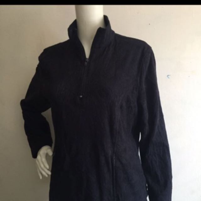 PETITE SOPHISTICATE black zipped down fleece jacket large xl