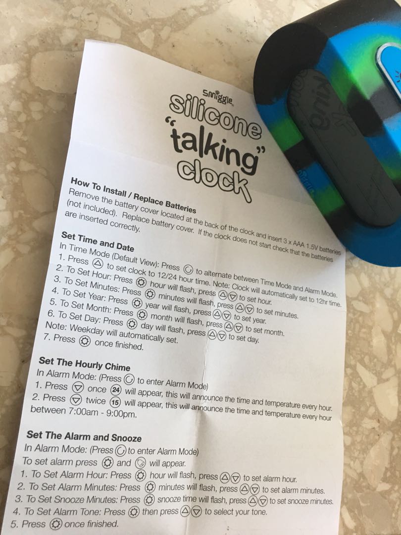 Smiggle talking top watch instructions