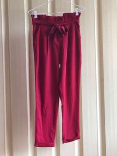 Cigarette High Waisted Pants (Red)