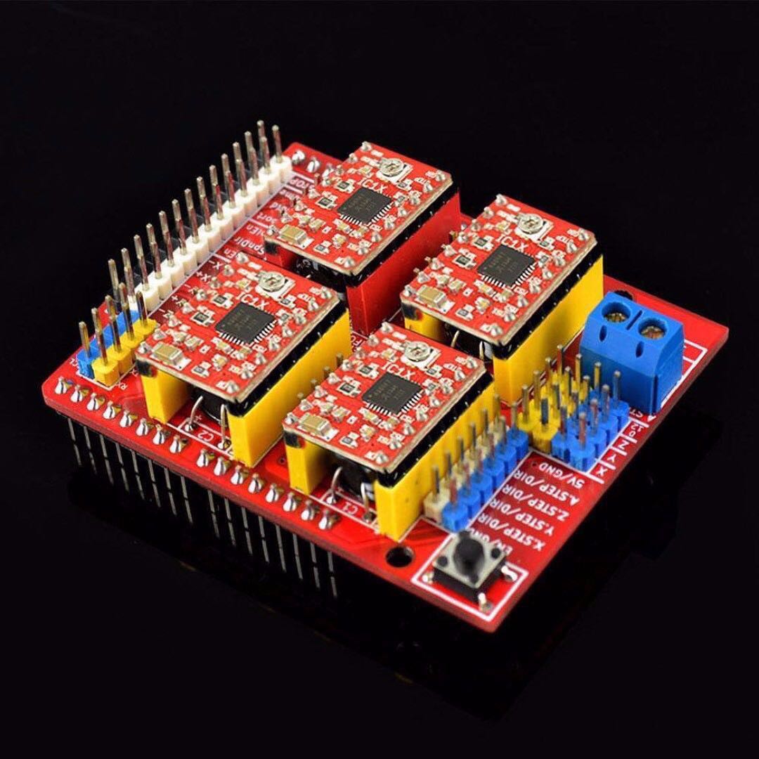 A4988 Stepper Motor Driver with Heat Sink + CNC Shield Expansion Board