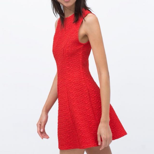 zara woman red dress