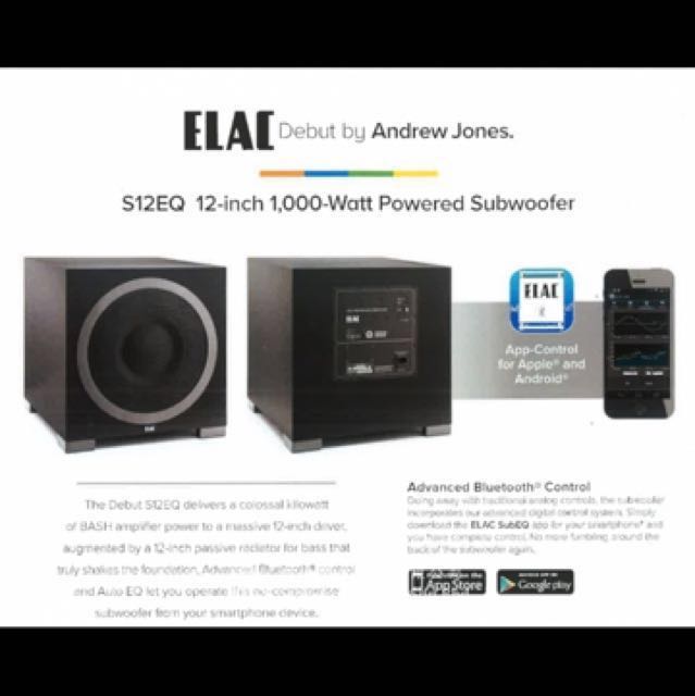 Elac S12EQ Subwoofer (monster sound), Audio, Soundbars, Speakers