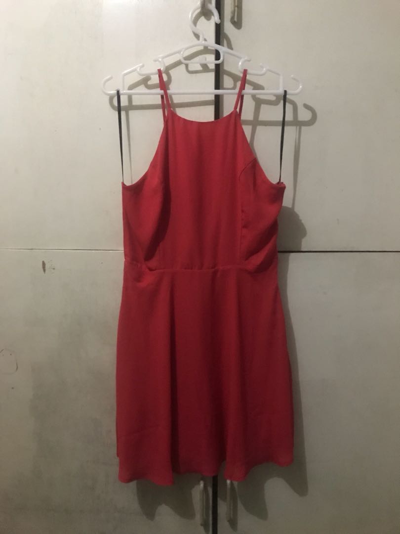 Forever 21 Hot Pink Dress With Halter Collar And Criss Cross Back Women S Fashion Clothes On Carousell