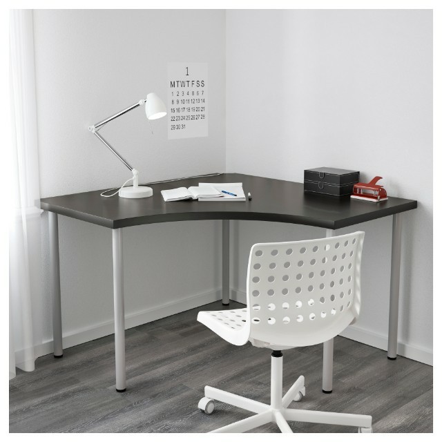 Ikea Linnmon Corner Table Brown Black With Grey Legs Furniture Ikea Linnmon Corner Table Brown Black