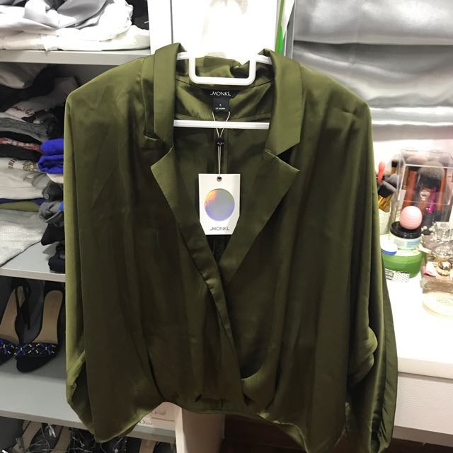 olive green satin top