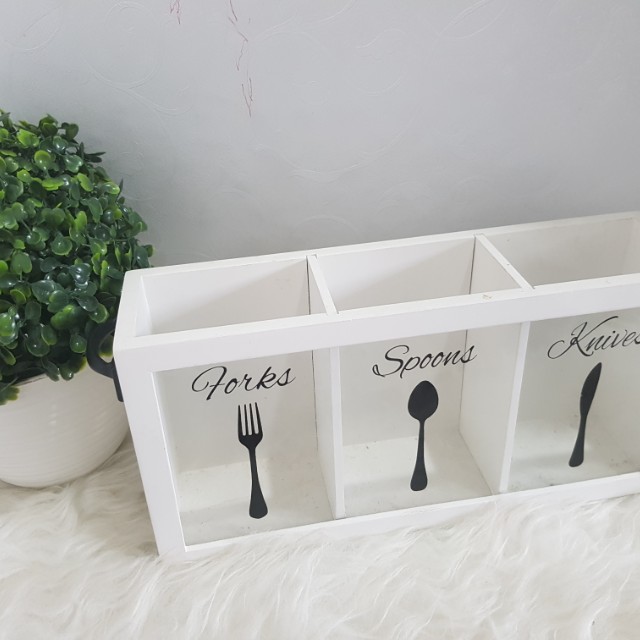 Lyn New Tempat Sendok Garpu Pisau Wood Kitchen Storage Home