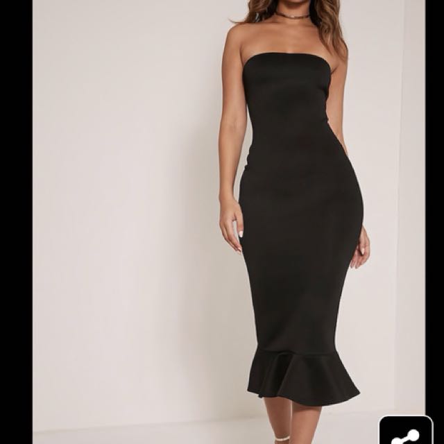 black bandeau dress pretty little thing