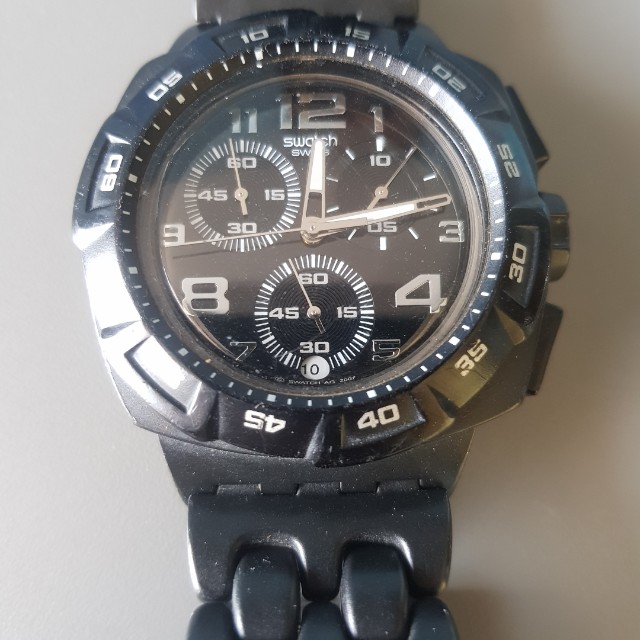 swatch black chronograph