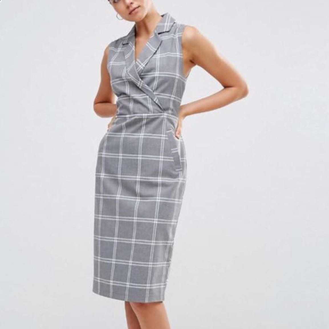 ASOS Checkered Vest Midi Dress Women s Fashion Dresses Sets Dresses on Carousell