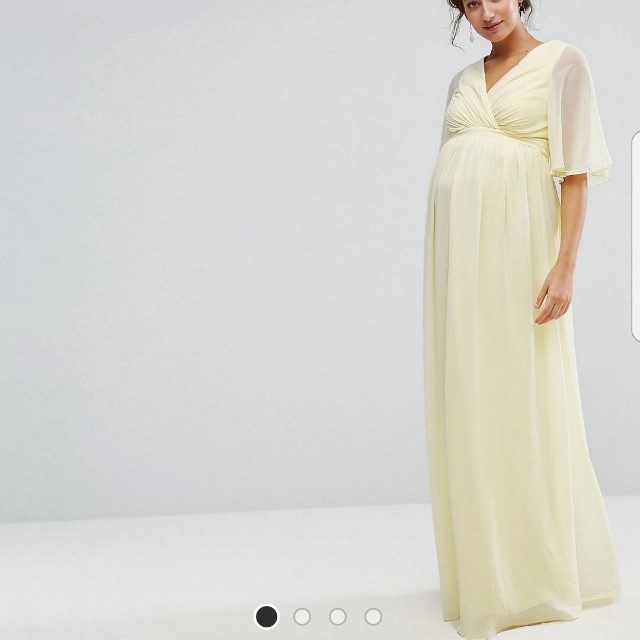 ASOS Little Mistress Maternity Photoshoot Dress Kimono Sleeve Maxi Gown Lemon Yellow Women s Fashion Maternity wear on Carousell