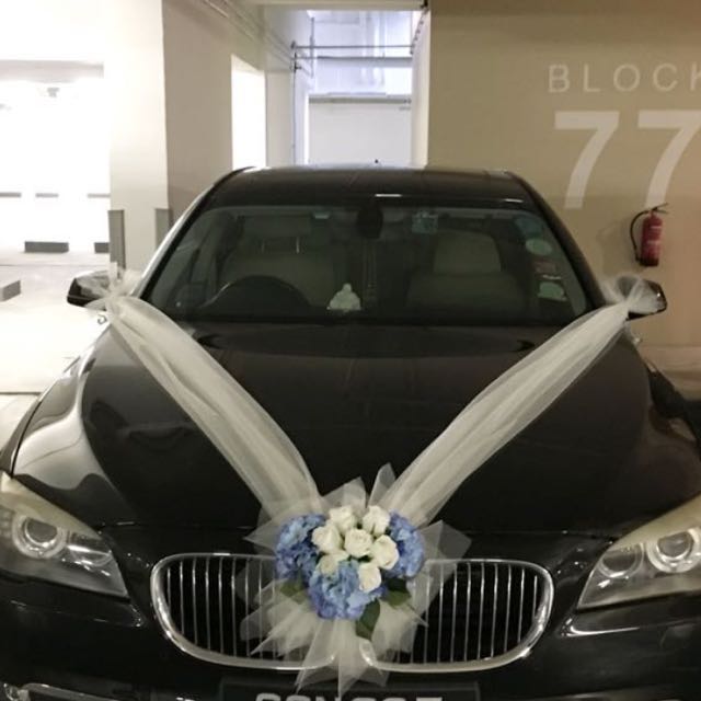 Bridal Car Deco In Artificial Hydrangeas And Roses Wedding Car