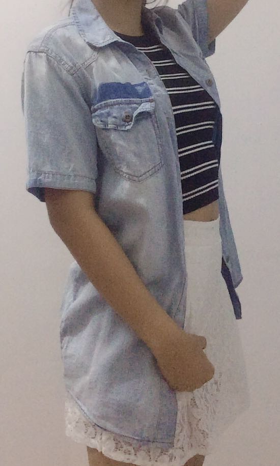 Denim Boyfriend shirt, Women's Fashion, Coats, Jackets and Outerwear on