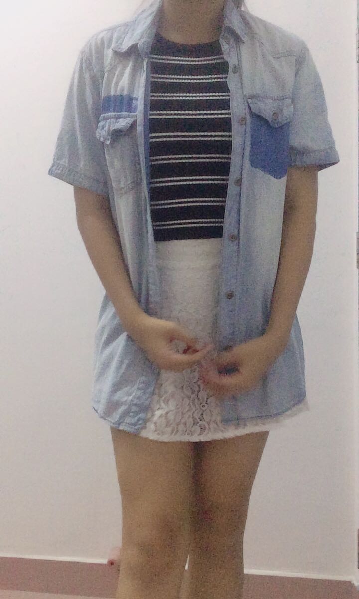 Denim Boyfriend shirt, Women's Fashion, Coats, Jackets and Outerwear on