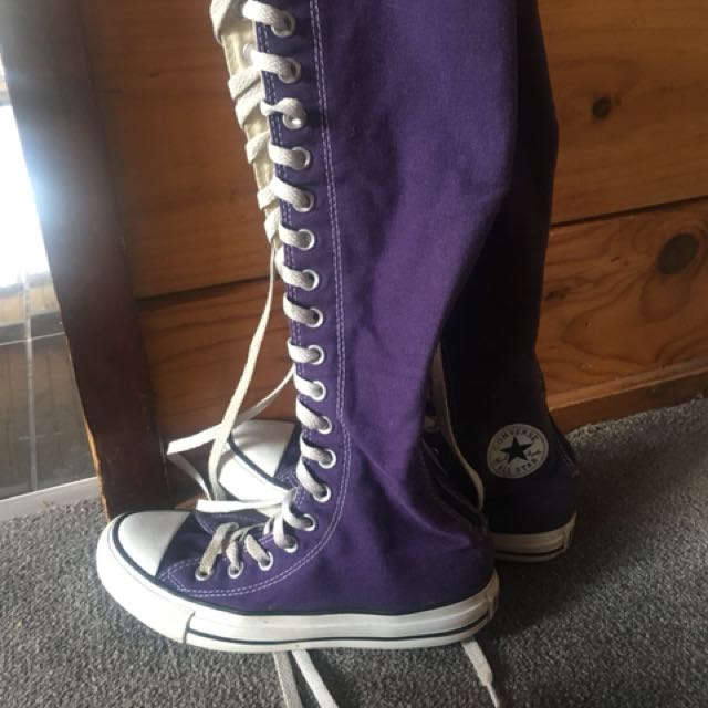 purple knee high converse