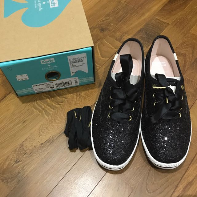 REDUCED!!! Keds x Kate Spade - Black glitter, Women's Fashion, Footwear,  Flats on Carousell