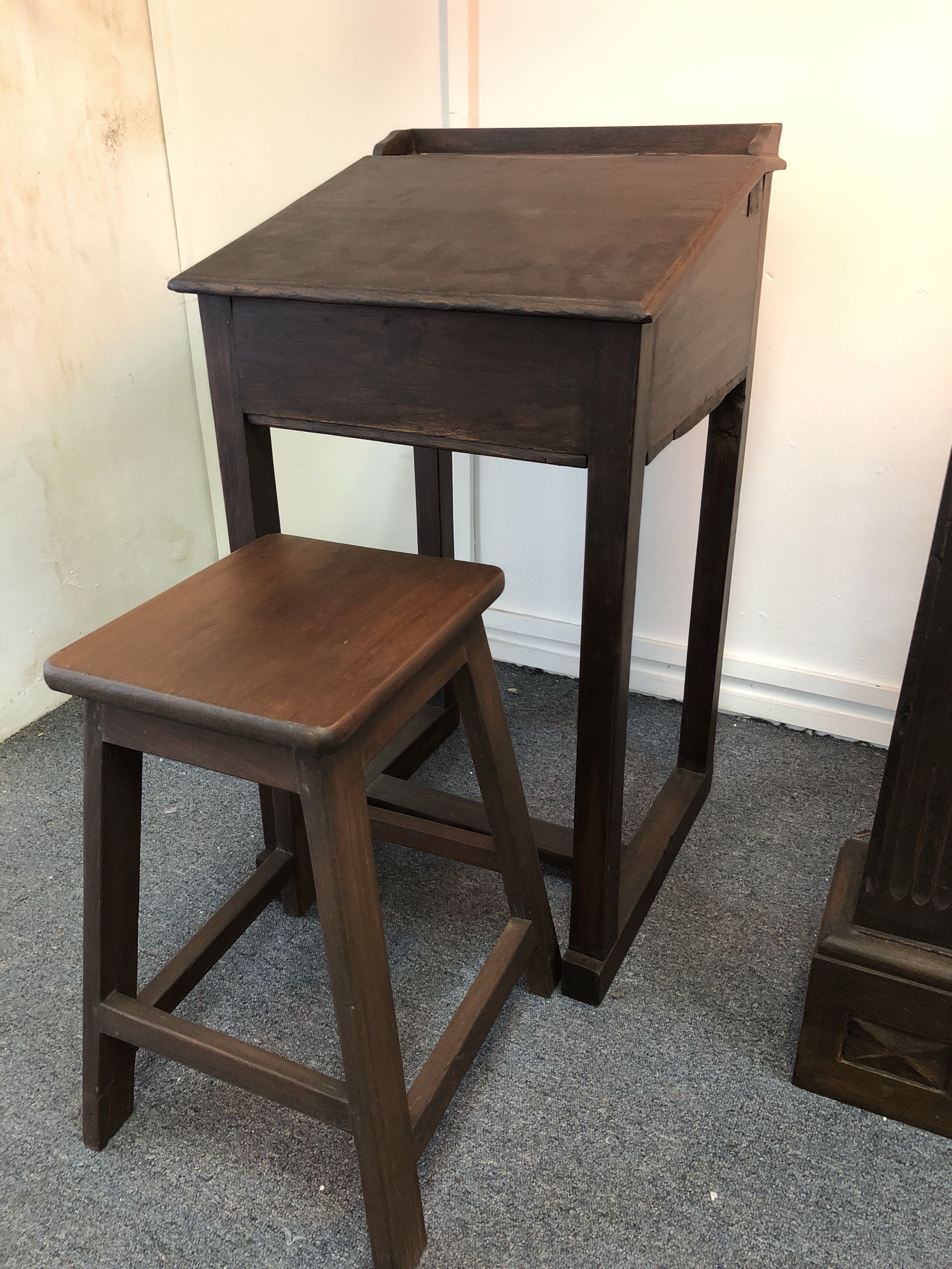Authentic Burma Teak Wood Antique Children S School Desk With