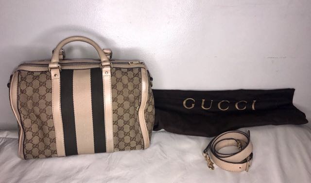 Gucci Vintage Web Boston Bag Medium Luxury Bags Wallets On Carou