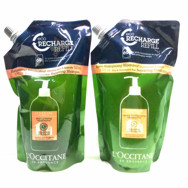 Image result for loccitane repairing shampoo and conditioner eco refills