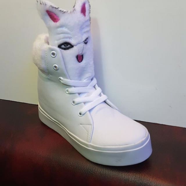 Sepatu Boots Putih Karakter Kucing Meow But Sneakers Wanita Murah Kets Putih Pink Slipon Wanita Lucu Olshop Fashion Olshop Wanita Di Carousell