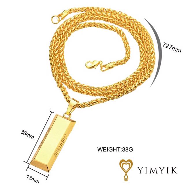 Supreme gold bar necklace sale original