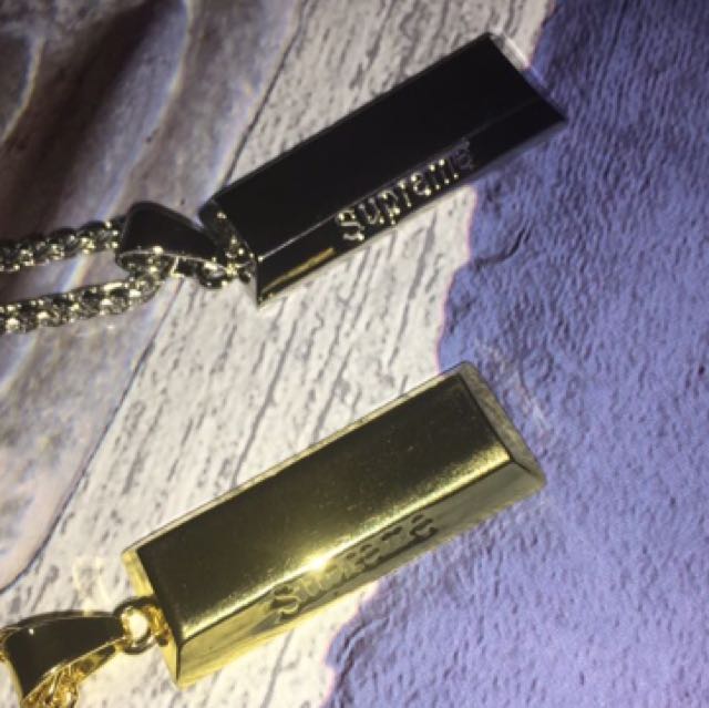 Supreme gold bar necklace sale original