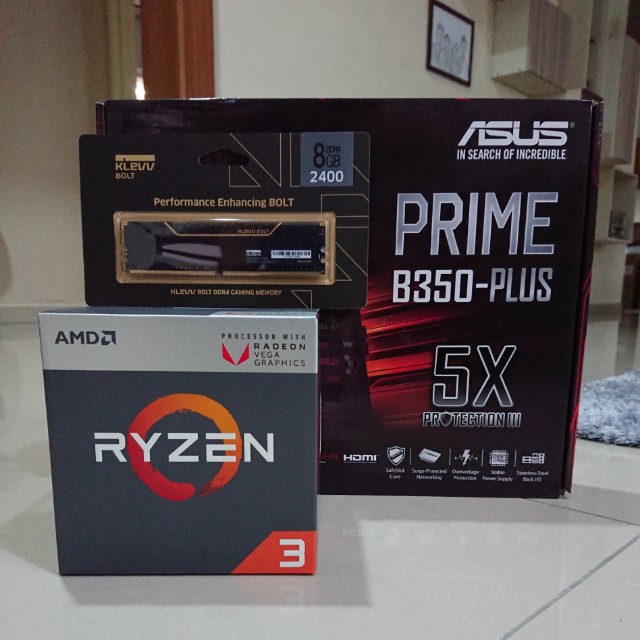 Wts Amd Ryzen 3 2200g Asus Prime B350 Plus Klevv Bolt 8gb Ddr4 2400mhx Electronics Computer Parts Accessories On Carousell