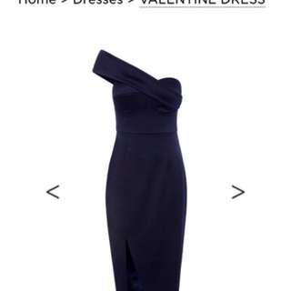 Sheike Navy Cocktail Off Shoulder Dress