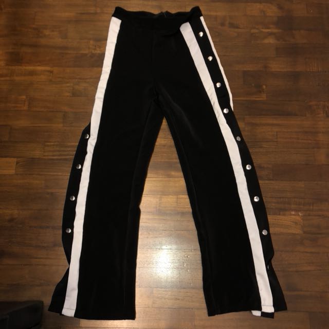 black snap pants