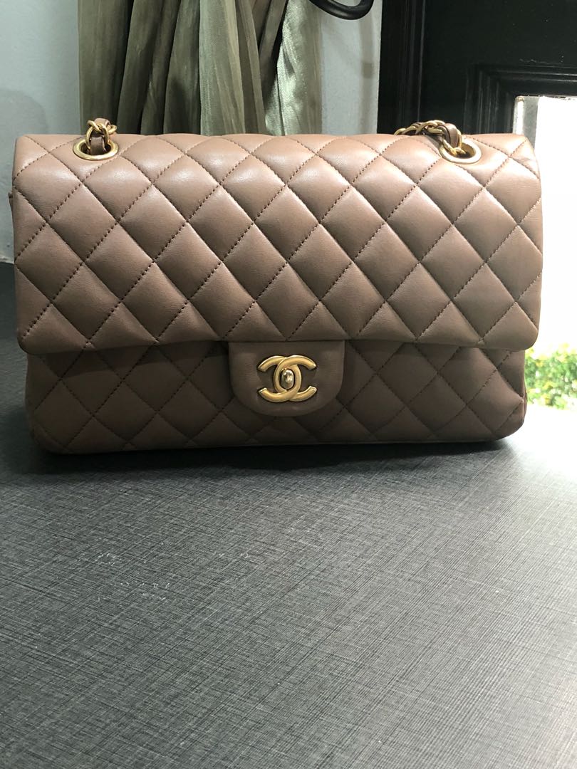chanel dark beige flap
