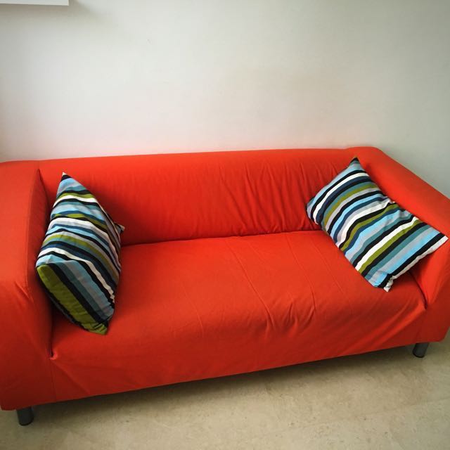 IKEA KLIPPAN ソファカバー レッド IKEA クリッパン 2人掛けカバー