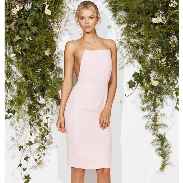 Tight Spaghetti Strap Pink Dress