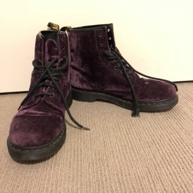 crushed velvet doc martens