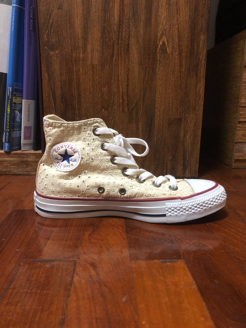white embroidered converse