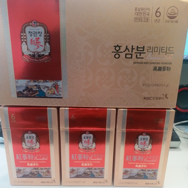 正官庄高麗蔘粉6年根紅蔘獨立包裝1.5g X 25包X 3盒(購自韓國), 健康及營養食用品, 健康補充品, 健康補充品- 保健食品，飲料和補品-