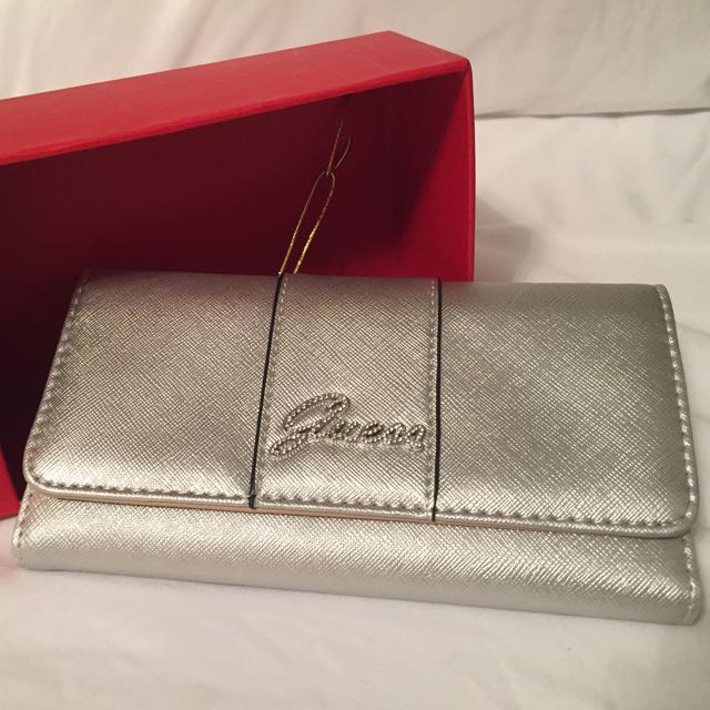 Guess silver wallet new arrivals