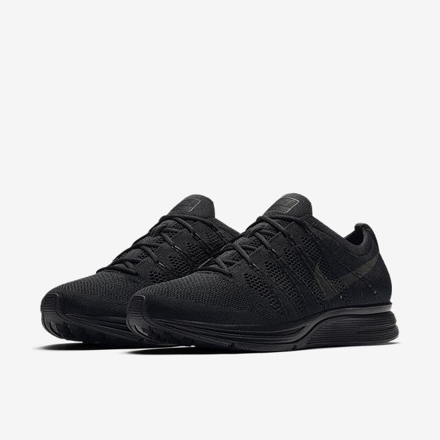 triple black leather trainers
