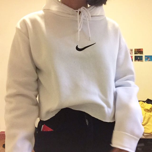Nike white cropped hoodie, Women's 