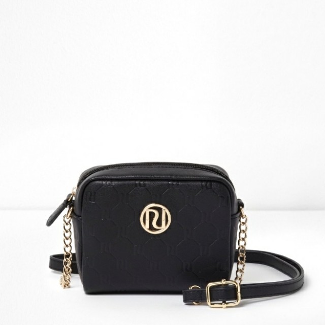 river island monogram bag black