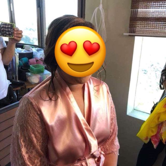 Silk Bridal Robe with train (Category: Evening dresses & gowns) located in Marikina City. Submitted by bbbiancsss (Listing ID 156597327, Image 1). Description: Pink Silk Bridal Robe with train With “bride” embroidery at the back Used during my wedding Fits L-XL .