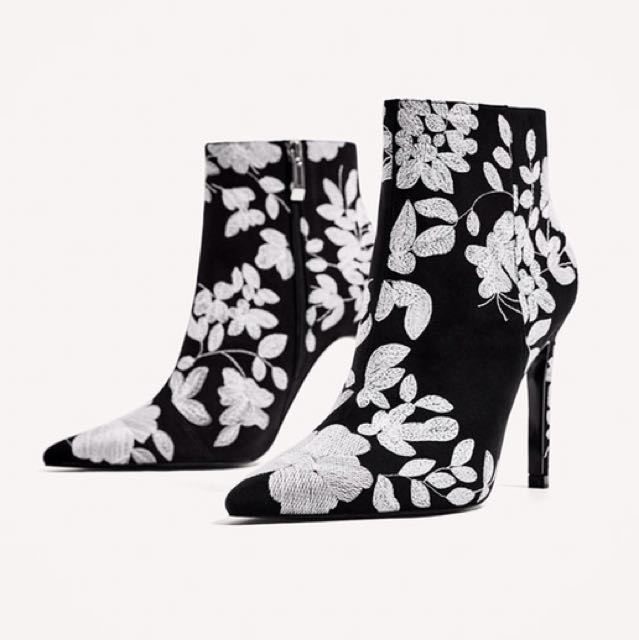 zara embroidered boots